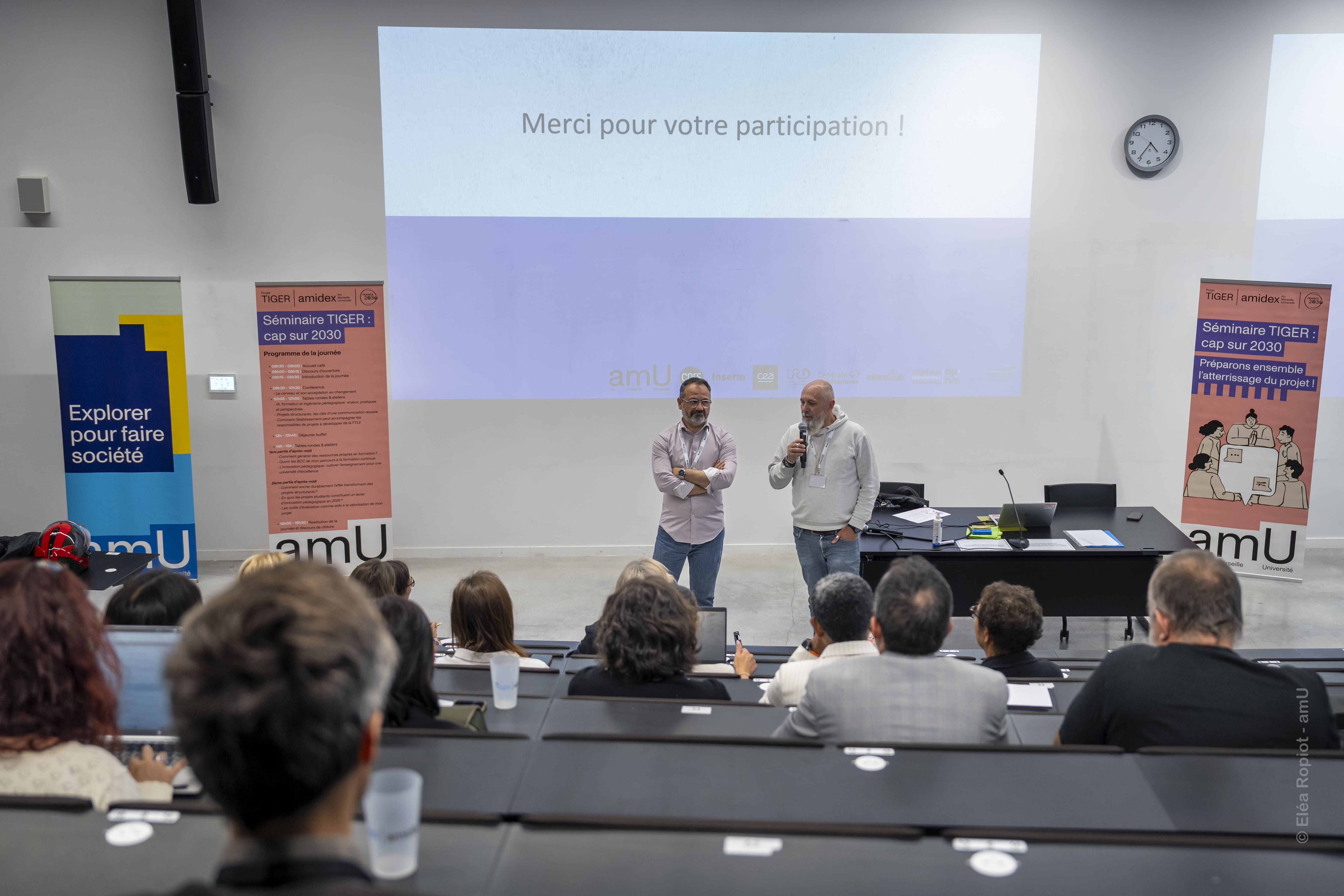 La conclusion de la journée avec Denis Bertin et Cristophe Pellegrino